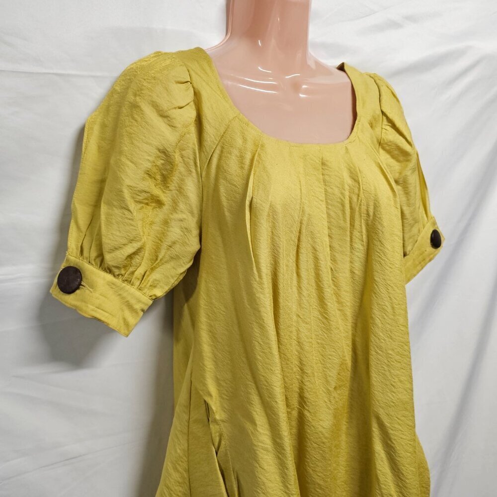 Gracia A-line Lagenlook Layered Short Dress Women Size S Mustard - Picture 9 of 10
